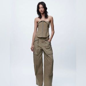 COPY - ZARA Topstitched Zippered Pants & Bustier